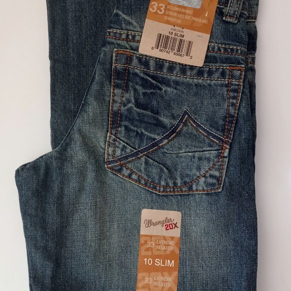 Boys Wrangler 20X Extreme Relaxed Straight Leg Jeans NWT Size 10 Slim - Picture 4 of 9